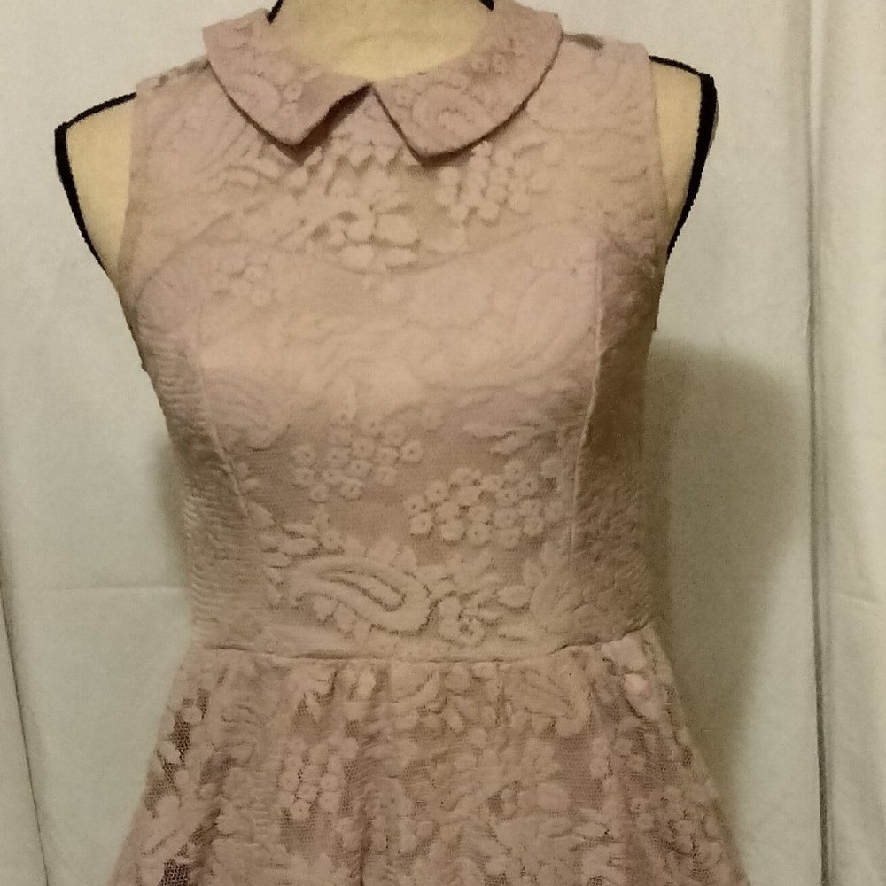 dusty rose lined lace dress